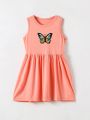 SHEIN Kids SUNSHNE Toddler Girls Butterfly Print Sleeveless Babydoll Dress