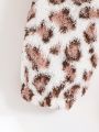 SHEIN Baby Girl Leopard Pattern 3D Ear Design Hooded Flannel Jumpsuit