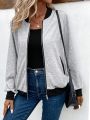 Women's Fashion Sporty Minimalist Grey Jacket