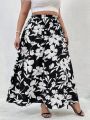 SHEIN VCAY Plus Size Women'S Floral Printed Flowy Skirt