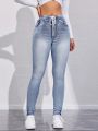 Women's Drawstring Waist Slim Fit Jeans