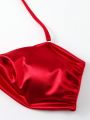 SHEIN Swim Chicsea Exquisite And Elegant Criss-Cross Detail Solid Color Bikini Swimwear Set