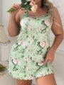 Plus Size Mini Floral Printed Cami Slip Dress