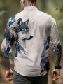 Manfinity LEGND Men's Plus Size Wolf Pattern Printed Shirt