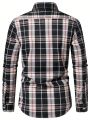 Manfinity Homme Plaid Pattern Turn Down Collar Long Sleeve Shirt