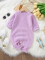 Baby Girl Button Detail Sweater Jumpsuit