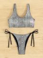 SHEIN Swim Y2GLAM Snake Print Side Tie Bikini Set