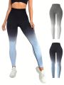 2 Pack Ombre Print Wideband Waist Sports Leggings