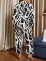 SHEIN Privé All-over Printed Shirt Style Plus Size Jumpsuit For Women