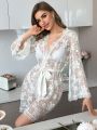 Sheer Lace Embroidery See Through Nightgown