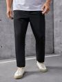 SHEIN Extended Sizes Men's Large Size Color Blocked Waist Casual Suit Trousers