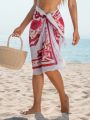SHEIN Swim BohoFeel Women'S Floral Print Tie Knot Cover-Up Skirt