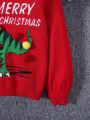 SHEIN Boys Christmas Dinosaur Pattern Drop Shoulder Sweater