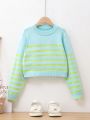 Tween Girl Striped Pattern Sweater