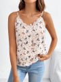 SHEIN Frenchy Women's Floral Print & Lace Patchwork Camisole Top