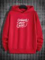 Men'S Hooded Sweatshirt With Slogan Print