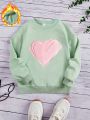 Little Girls' Heart Pattern Printed Fleece Hoodie