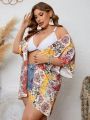 SHEIN Swim BohoFeel Plus Size 1pc Full Print Kimono