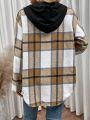 SHEIN LUNE Women'S Plaid Hooded Casual Jacket