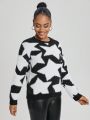 Le freak c est chic Women's Casual Round Neck Sweater With Star Print