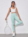 Big Girls' See-through Fabric High-rise Stretch Leggings Sports Wear