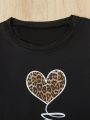 Teen Girls' Heart Printed Short Sleeve T-Shirt