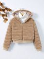 Tween Girl 1pc Hooded Fuzzy Coat