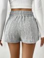 Women'S Drawstring Waist Ribbed Shorts