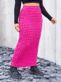 SHEIN Coolane Women'S Plus Size Bubble Crinkled Long Skirt