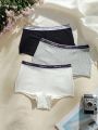 SHEIN 3pcs Letter Graphic Waistband Boyshorts