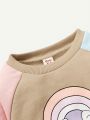 Cozy Cub Baby Girl Cartoon Graphic Raglan Sleeve Sweatshirt & Sweatpants