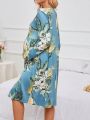 Maternity Floral Printed Long Sleeve Nightdress