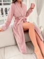 Solid Belted Flannel Lounge Robe
