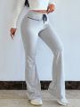 SHEIN SXY Drawstring Waist Flared Pants