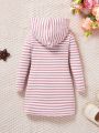 SHEIN Baby Girl Striped Print Hooded Dress