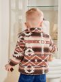 SHEIN Baby Boy Geo Print Flannel Coat Without Tee