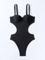 SHEIN Swim Vcay Women'S Hollow Out Backless One-Piece Swimwear With Spaghetti Strap