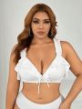 SHEIN Swim Vcay Plus Size Solid Color Ruffled Swimwear Top