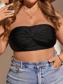 SHEIN Swim Basics Plus Size Solid Color Twisted Bandeau Bikini Top