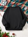 Young Girl 1pc Christmas Print Drop Shoulder Sweatshirt