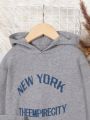 Toddler Boys' Hooded Sweater With Letter Pattern