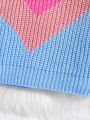 Tween Girl Chevron Pattern Colorblock Sweater