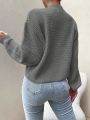 SHEIN Essnce Mock Neck Drop Shoulder Sweater