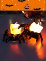 Halloween Decorative Led Electronic Candle Light With Spider Design, Table Lamp, Horrible Atmosphere, Built-in Battery