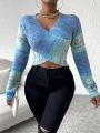 SHEIN Unity Space Dye Crossover Crop Sweater