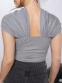 Luxe Draped Neck Tube Crop Top