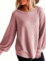 Plus Size Solid Color Lantern Sleeve Long Sleeve T-Shirt