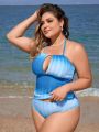 SHEIN Swim Classy Plus Size Ombre Hollow Out Strapless Bikini Set