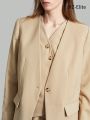 SHEIN BIZwear Women'S Collarless Loose Fit Blazer