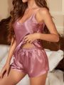 Contrast Lace Satin PJ Set